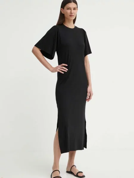 Рокля Bruuns Bazaar LuteaBBNathalena dress дълга със стандартна кройка черно