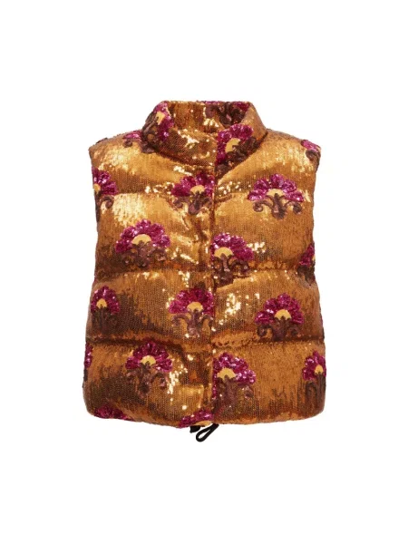 Kamizelka puchowa La Doublej z cekinami brązowa