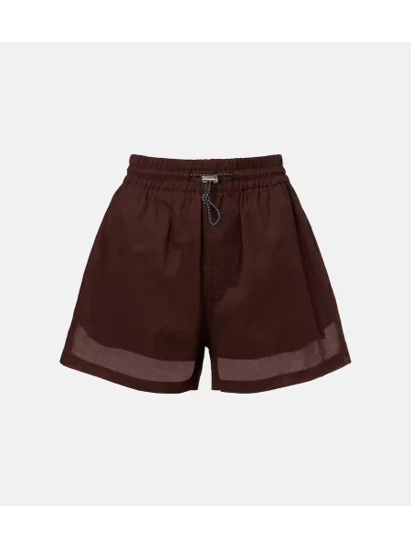 Pantaloni scurți Plan C din organza maro