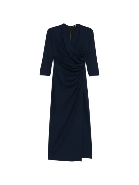 Rochie maxi Giorgio Armani cu decolteu în V drapată de costum albastru