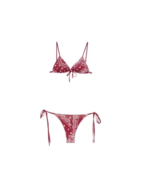 Bikini Venuja z wzorem paisley wiązane czerwone