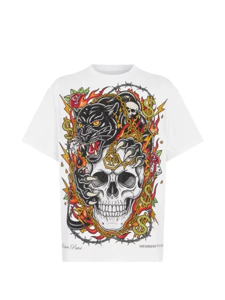 Tricou Philipp Plein cu imagine alb
