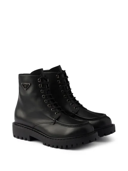 Botine Prada cu șireturi din dantelă negru