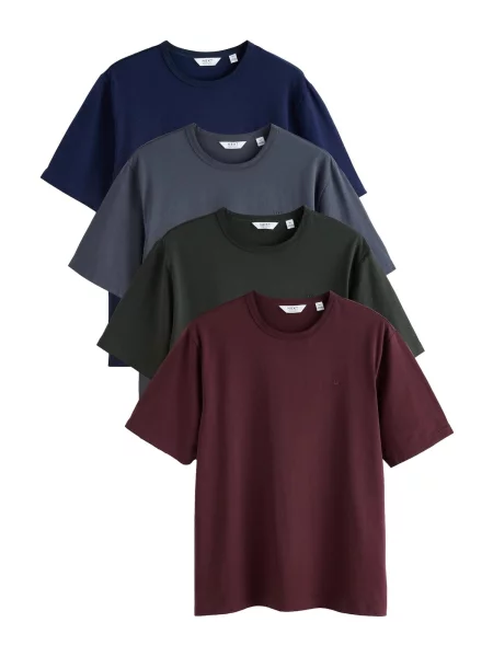 Next Tricou bleumarin / închis / verde închis / roșu vin gri