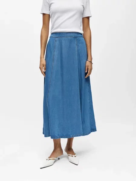 OBJECT Fustă OBJFRAME denim albastru