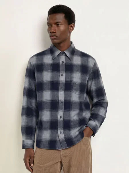 A.P.C. Flanelová Košile Malaury Comfort Fit / tmavě modrá šedá