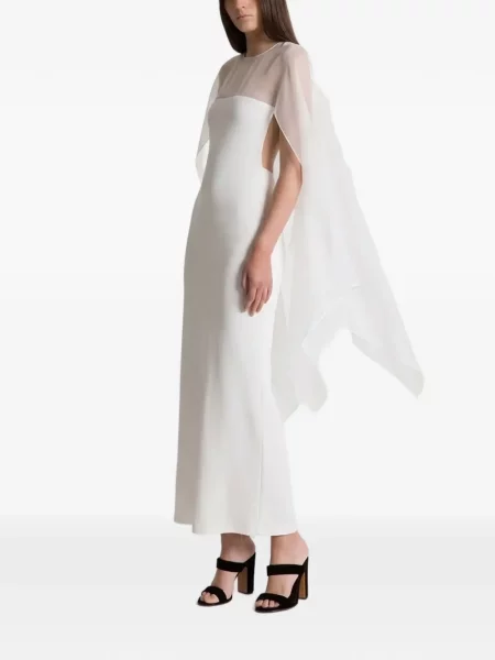 Maxi rochie maxi Alberta Ferretti transparente de costum alb