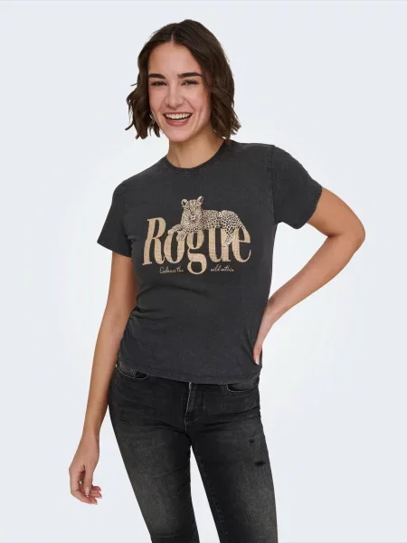 ONLY Tricou ONLLUCY maro deschis negru