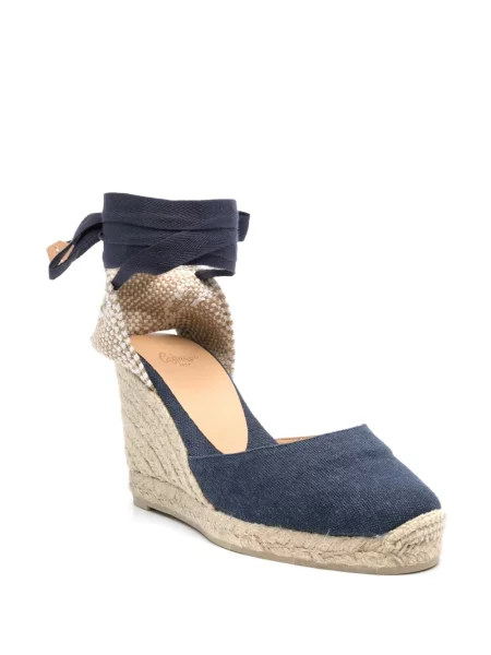 Espadrilės Castañer ant pleištinio kulniuko mėlyna