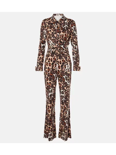 Kombinezon Diane Von Furstenberg z nadrukiem w panterkę brązowy