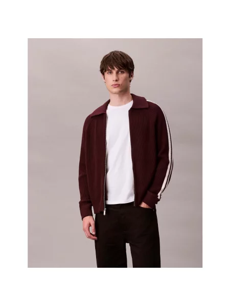 Pulover Calvin Klein Jeans cu dungi maro