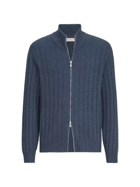 Cardigan Brunello Cucinelli din cașmir albastru