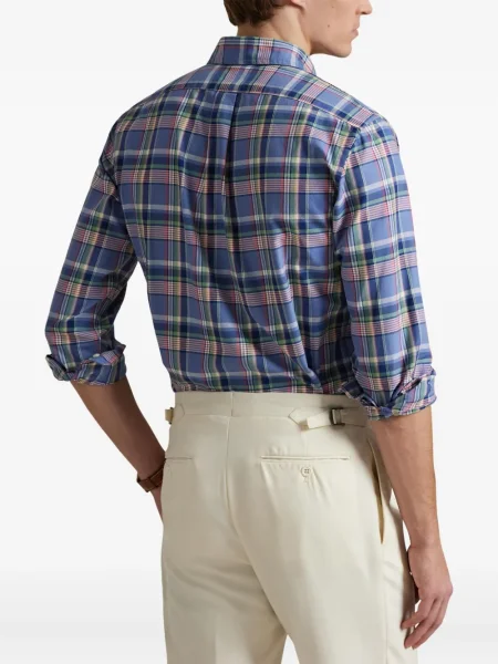 Șapcă Polo Ralph Lauren cu broderie din țesătură twill în carouri albastru