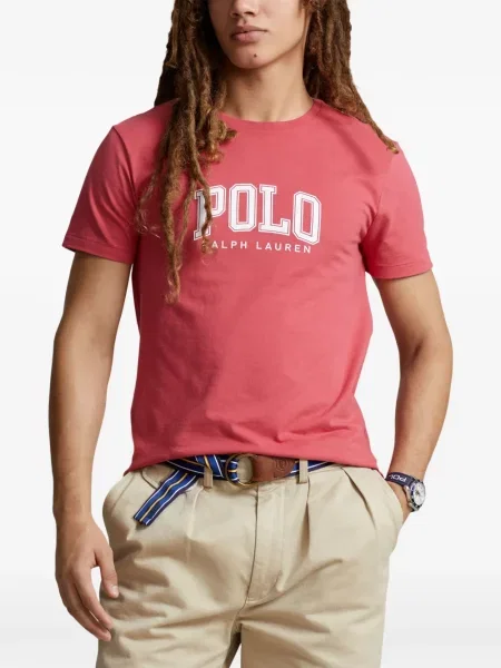 Tricou polo Polo Ralph Lauren cu glugă cu blană cu broderie roșu