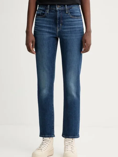 Levi's jeansy HIGH RISE STRAIGHT niebieskie
