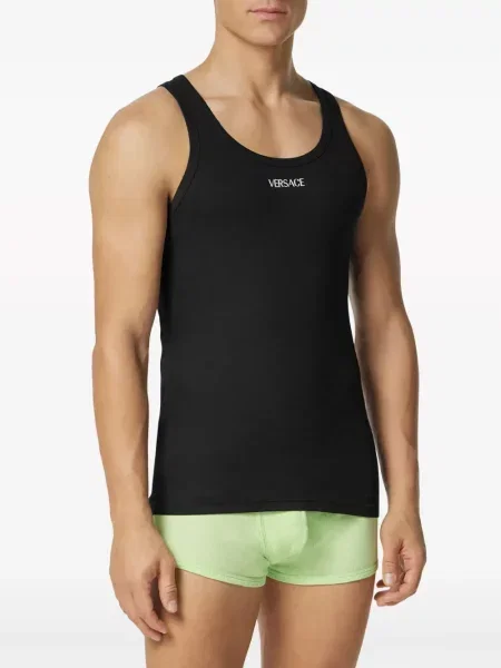 Siuvinėtos briaunotas kojines Versace juoda