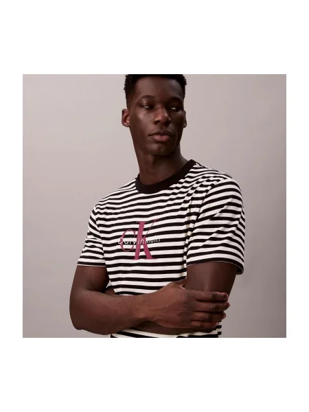 Csíkos jersey póló Calvin Klein Jeans fekete