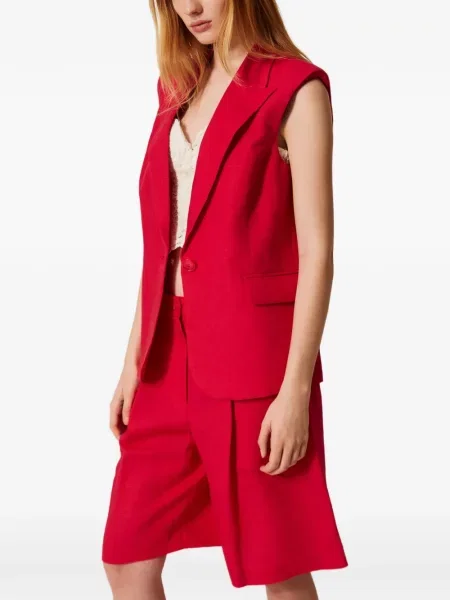Vestă Twinset cu un singur rând de nasturi roșu