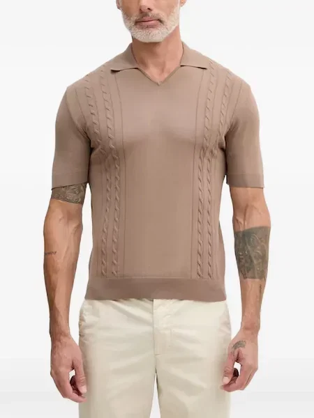 Tricou polo Benetton tricotate maro