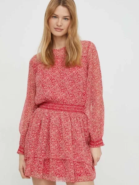 Pepe Jeans rochie rosu mini evazati roșu