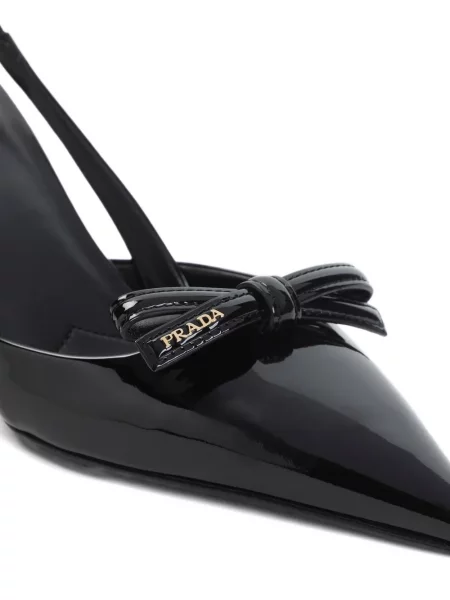 Pantofi cu toc Prada cu funde din piele slingback negru