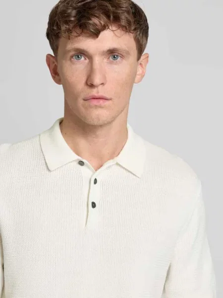 Koszulka polo kroju regular fit z fakturowanym wzorem model ‘COOPER’ Jack & Jones Premium białe
