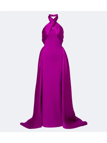 Rochie Solace London din satin cu gât halter violet