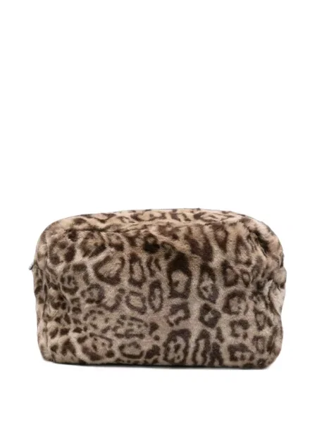 Geantă plic Apparis cu imagine cu model leopard cu blană maro