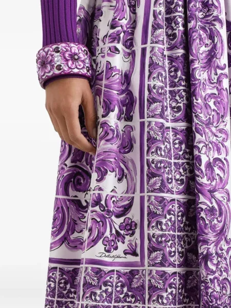 Fustă midi Dolce & Gabbana de mătase până la genunchi alb