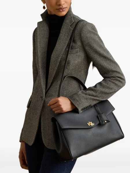 Кожена чанта Lauren Ralph Lauren черно