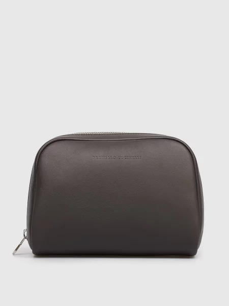 Кожаная косметичка Brunello Cucinelli коричневая