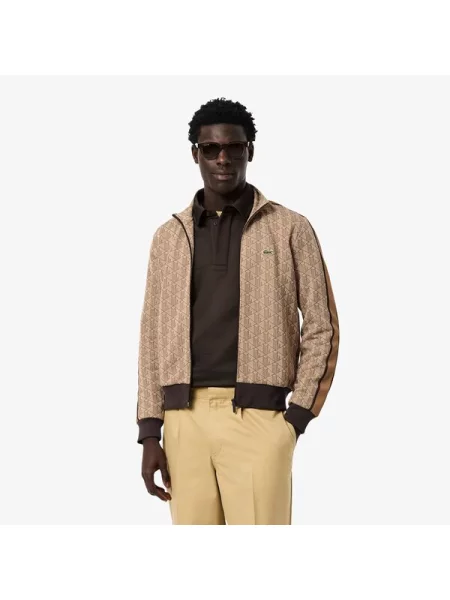 Lacoste Kurtka Dresowa Paris Z Żakardowym Zamkiem Błyskawicznym brązowy