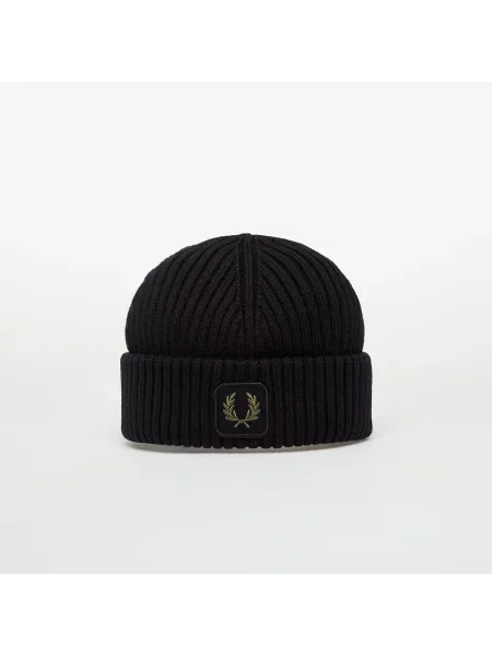 FRED PERRY Cotton Ribbed Beanie Black Universal negru