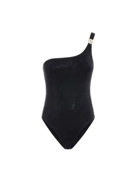 Stroj jednoczęściowy Guess ze spandexu na jednym ramieniu czarny