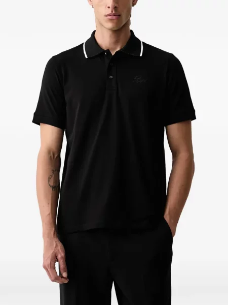 Tricou polo Karl Lagerfeld cu broderie negru