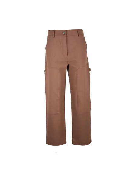 Szerokie spodnie cargo Marella wełniane brązowe