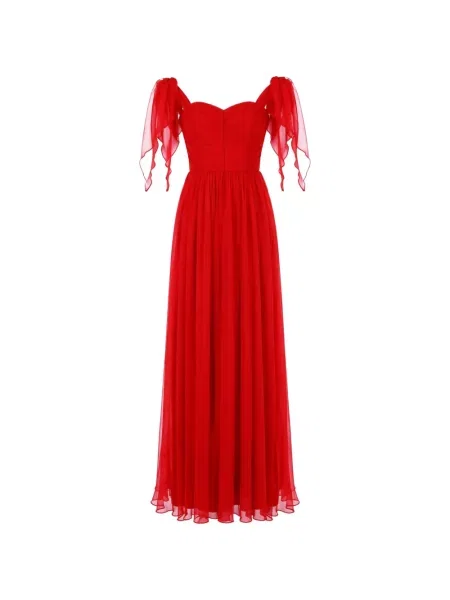 Rochie maxi Roserry cu umerii deschiși roșu