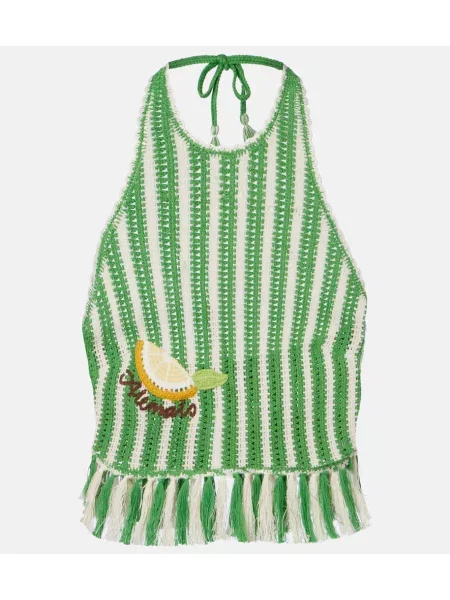 Top Alemais cu broderie verde