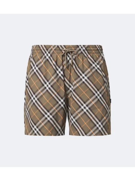 Slip de baie Burberry în carouri maro