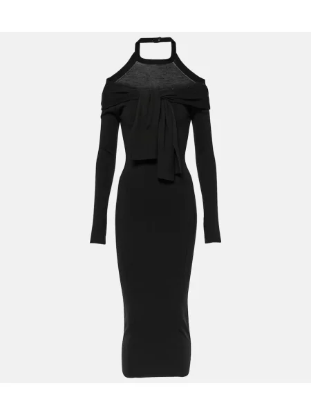 Rochie midi Jacquemus de lână până la genunchi de costum negru