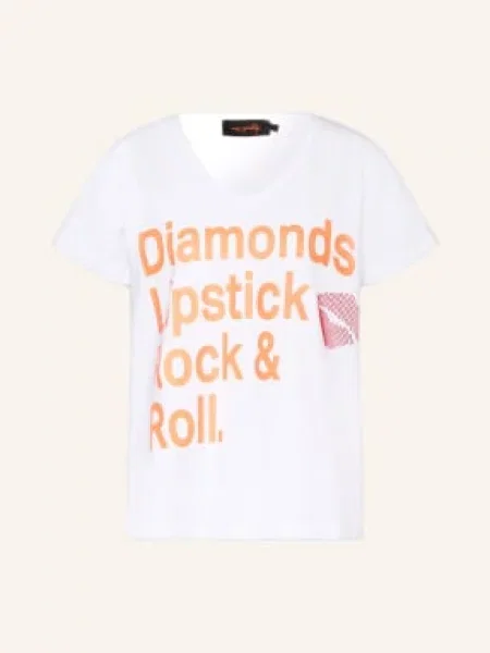 Miss Goodlife Koszulka Z Kamieniami Ozdobnymi weiss biała