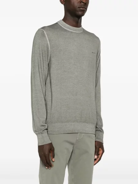 Пуловер Boss бродиран зелено