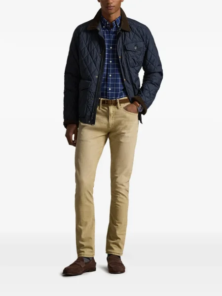 Dlouhá pruhovaná s límcem kšiltovka Polo Ralph Lauren modrá