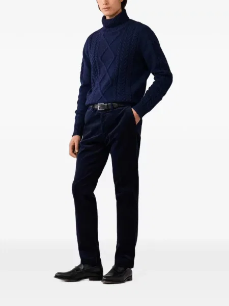 Pantaloni Hackett London de catifea cord albastru