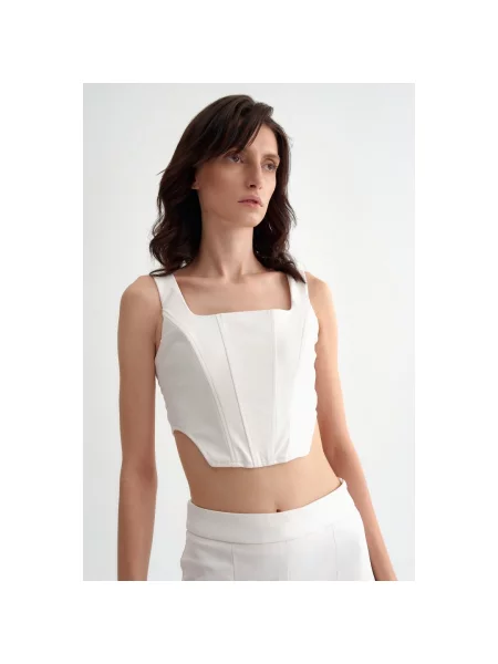Корсетний топ Estro зі штучної шкіри білий
