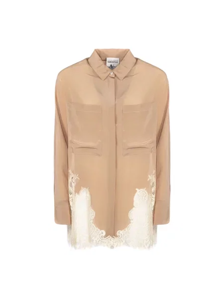 Koszula Semicouture z naszywanymi kieszeniami beżowa