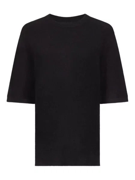 Pulover Loulou De Saison cu decolteu rotund scurt negru