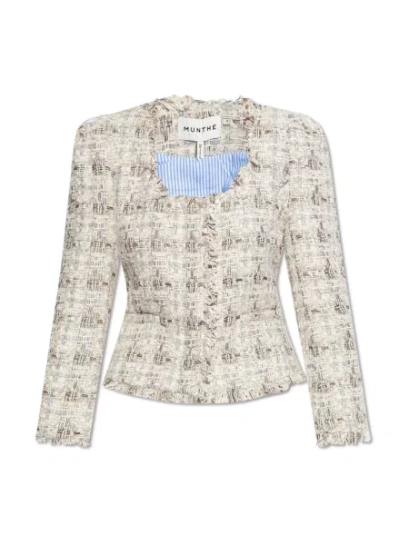 MUNTHE marynarka z domieszką wełny SABU jednorzędowa wzorzysta beżowy
