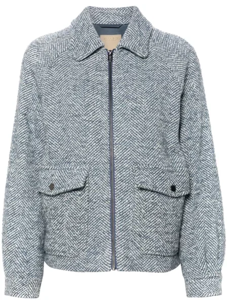 Geacă Woolrich cu model herringbone albastru