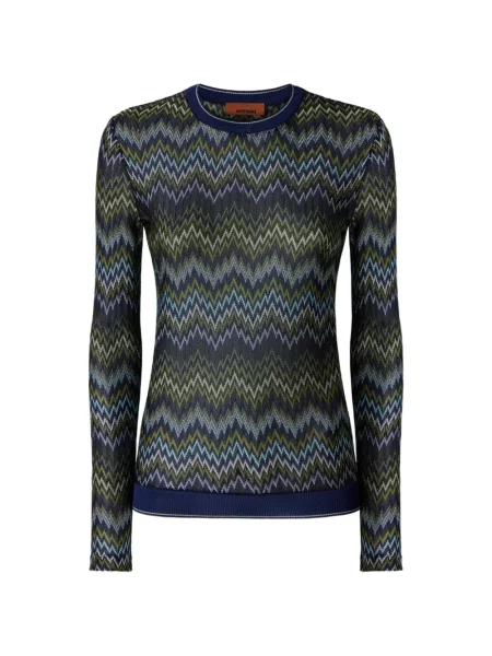 Lung pulover Missoni cu model piele de șarpe albastru